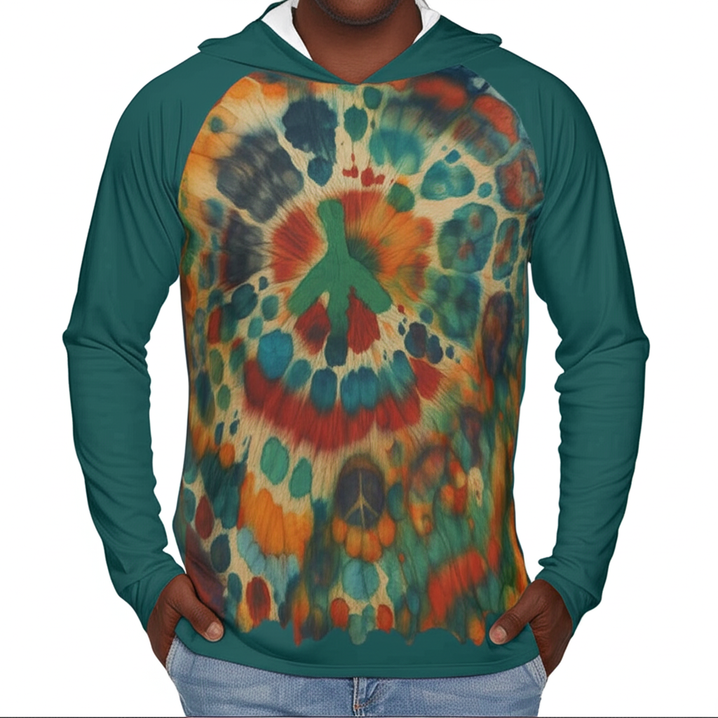 Men's Sun Protection Long Sleeve Hoodie | "Peace (in TieDye)"