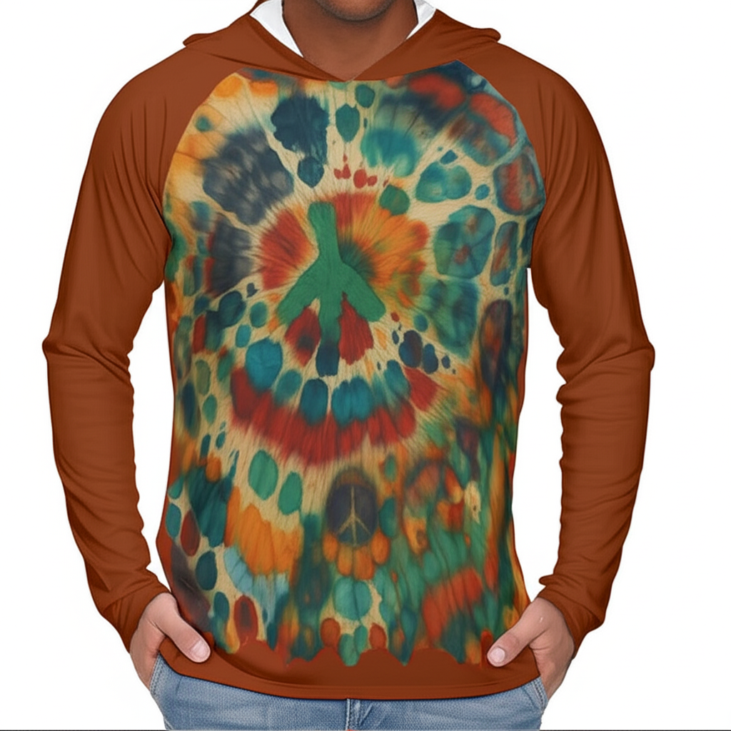 Men's Sun Protection Long Sleeve Hoodie | "Peace (in TieDye)"