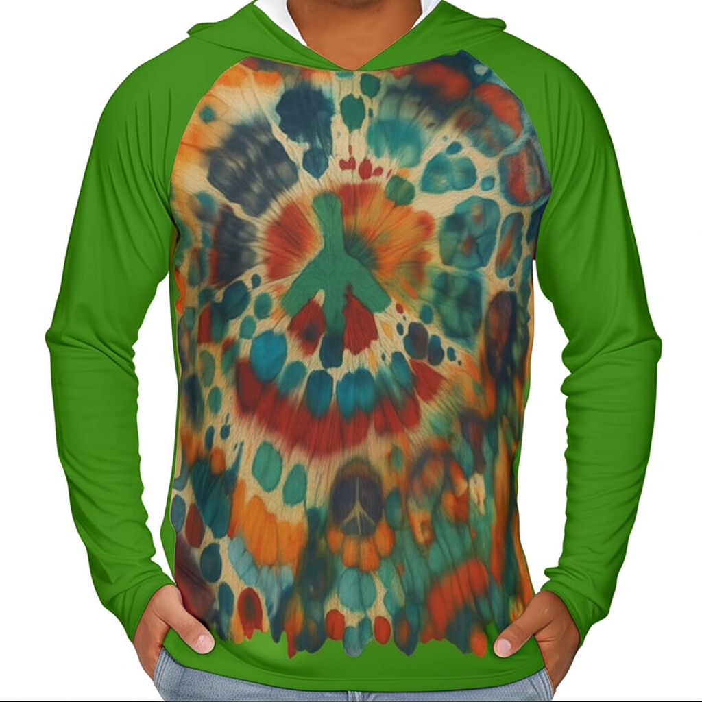 Men's Sun Protection Long Sleeve Hoodie | "Peace (in TieDye)"