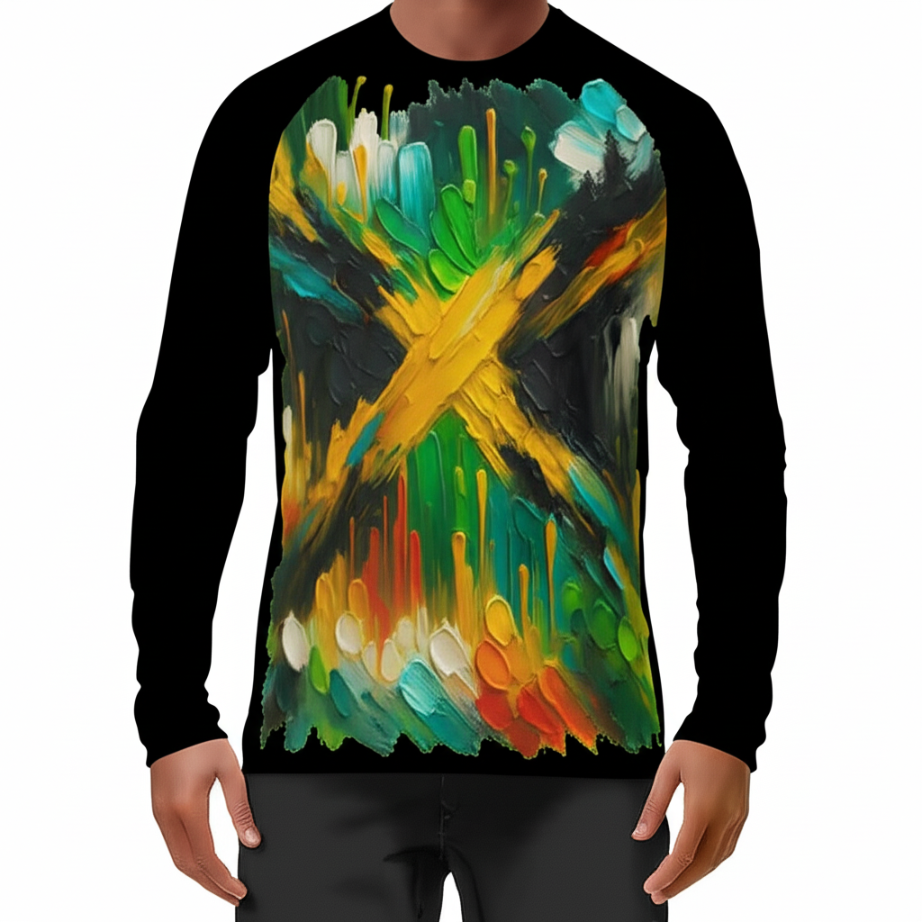 Men's Sun Protection Crewneck Long Sleeve T-Shirt | "Jamaica"