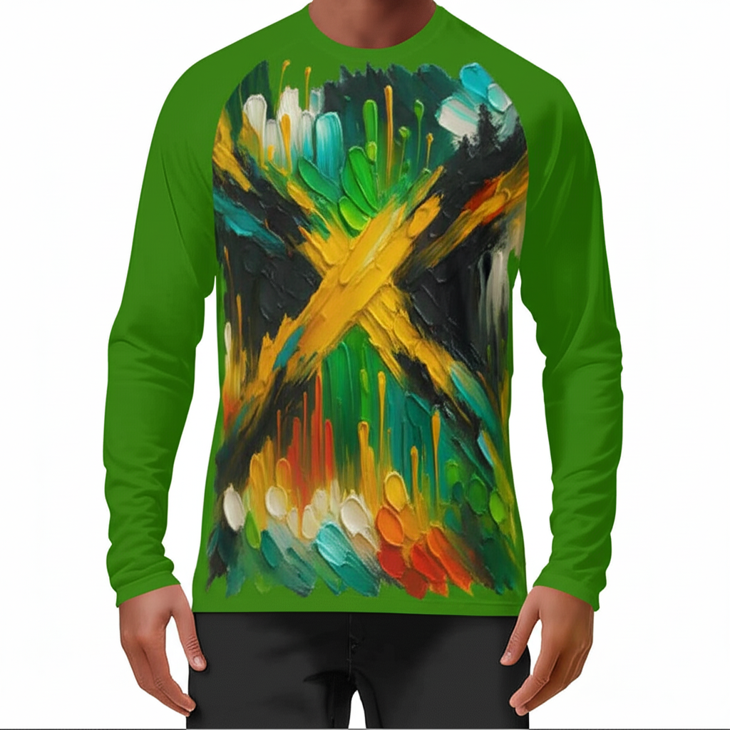 Men's Sun Protection Crewneck Long Sleeve T-Shirt | "Jamaica"