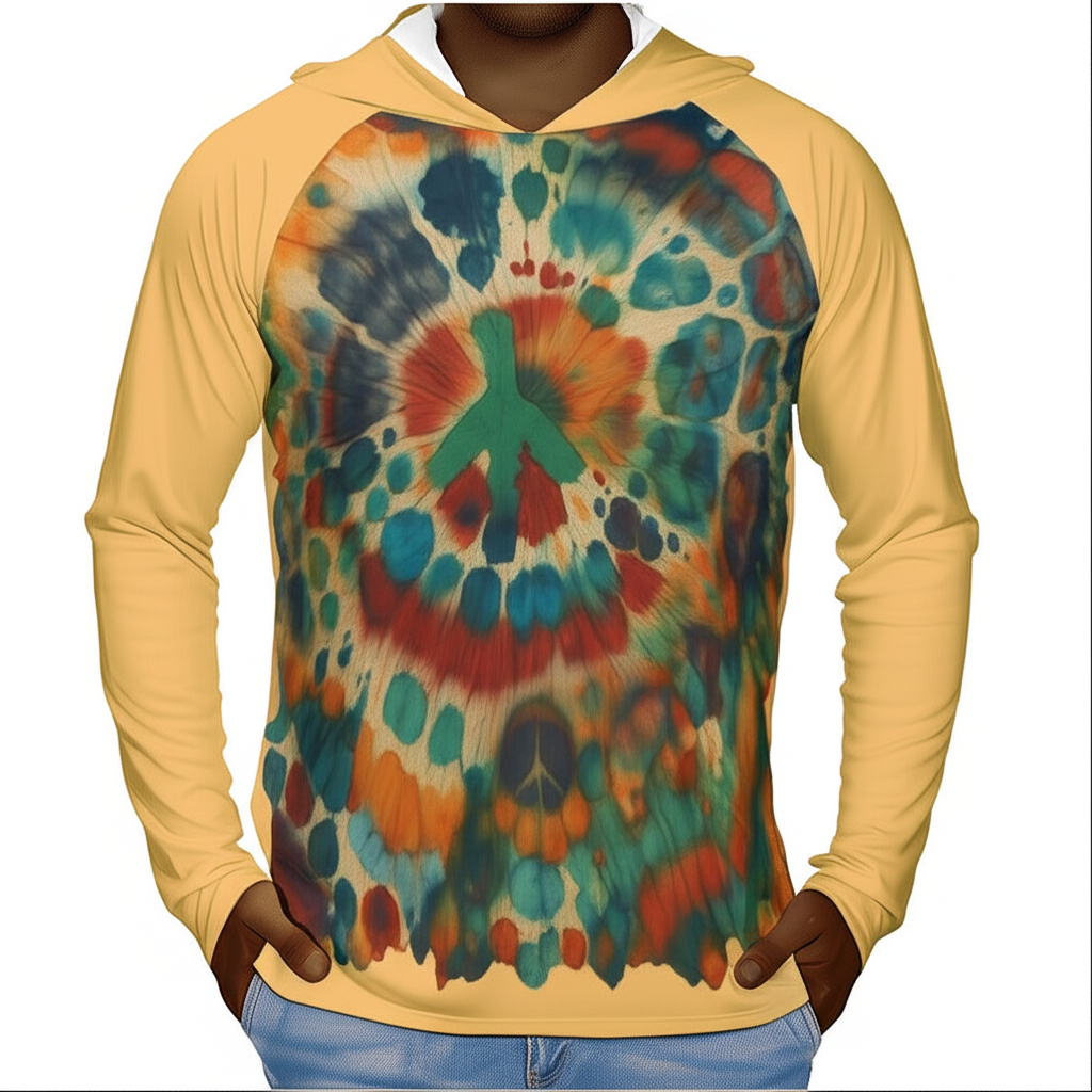 Men's Sun Protection Long Sleeve Hoodie | "Peace (in TieDye)"