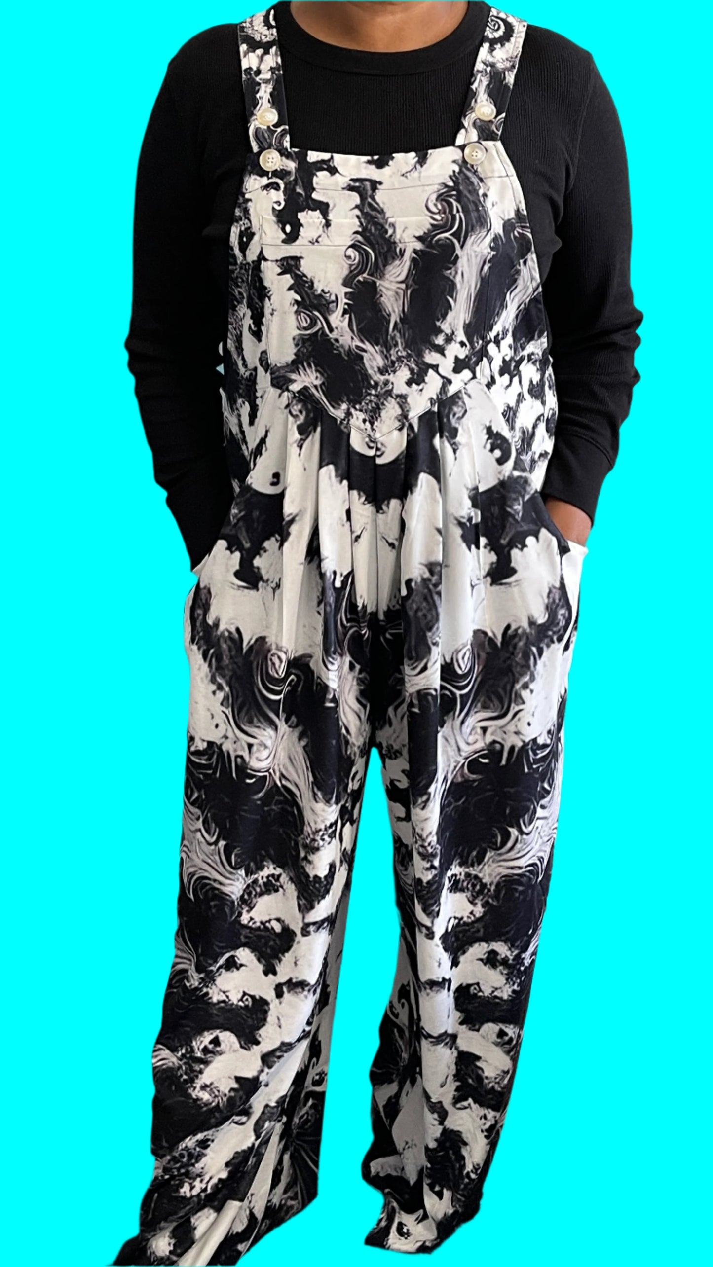 Loose Fit Wide Leg Jumpsuit (Tie-Dye Prints)