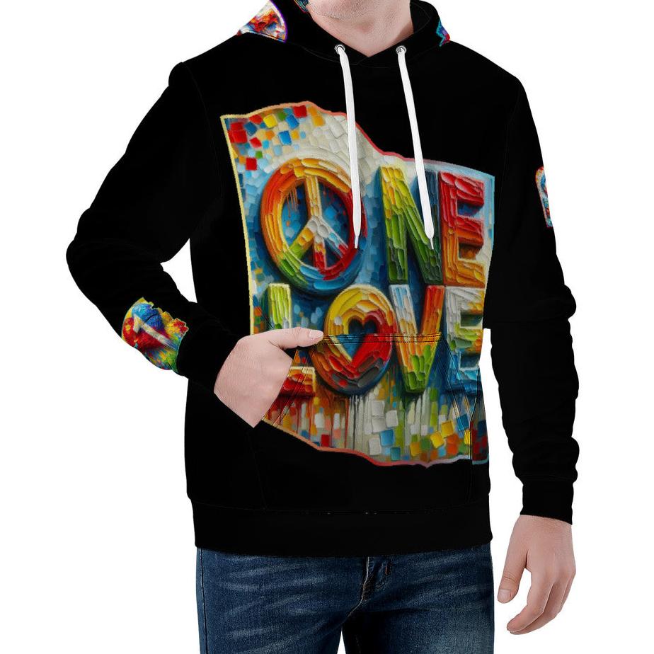 Men's All Over Print Soft & Warm Hoodie "One Love"