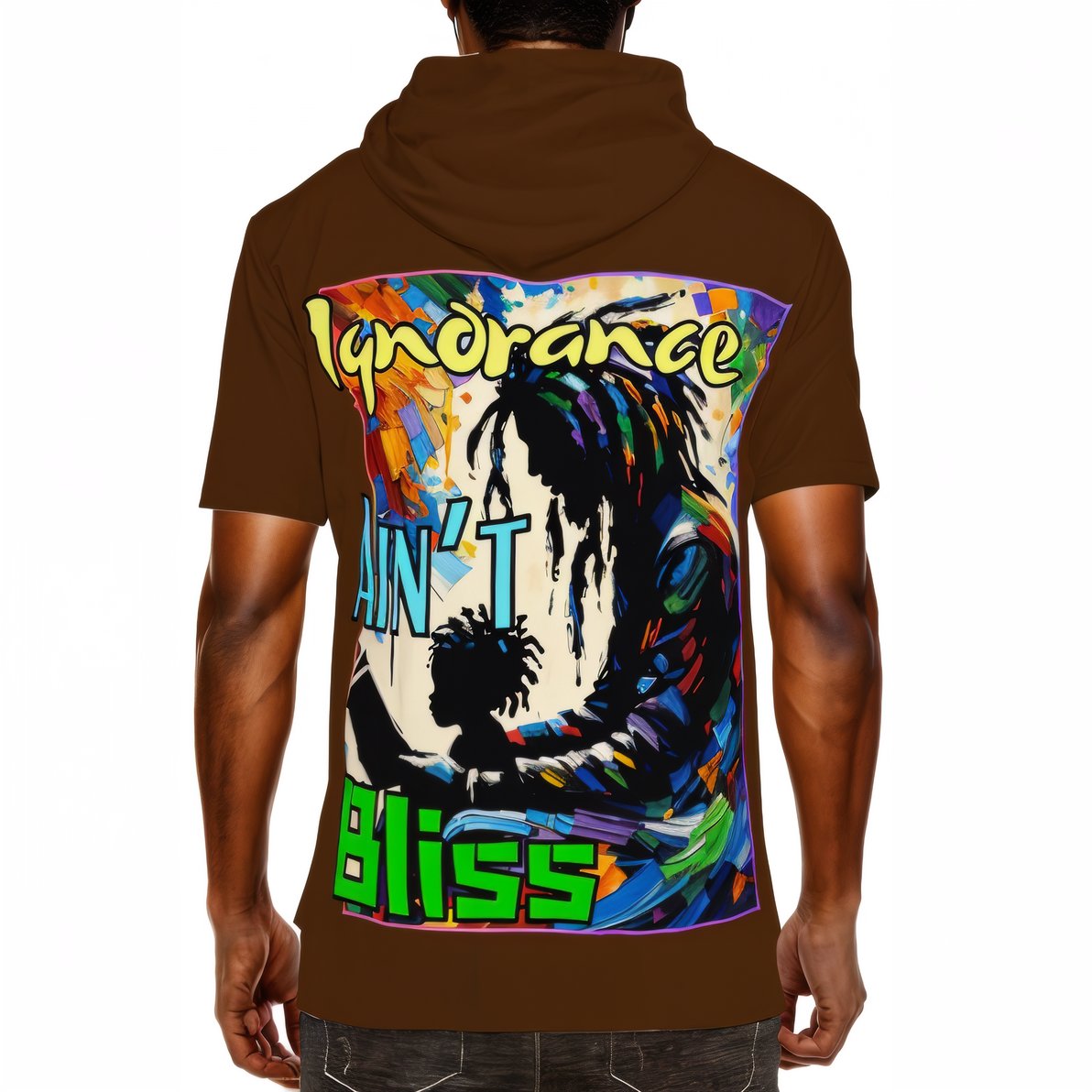 Men’s Cotton Hooded T-Shirt "Ignorance Ain't Bliss"