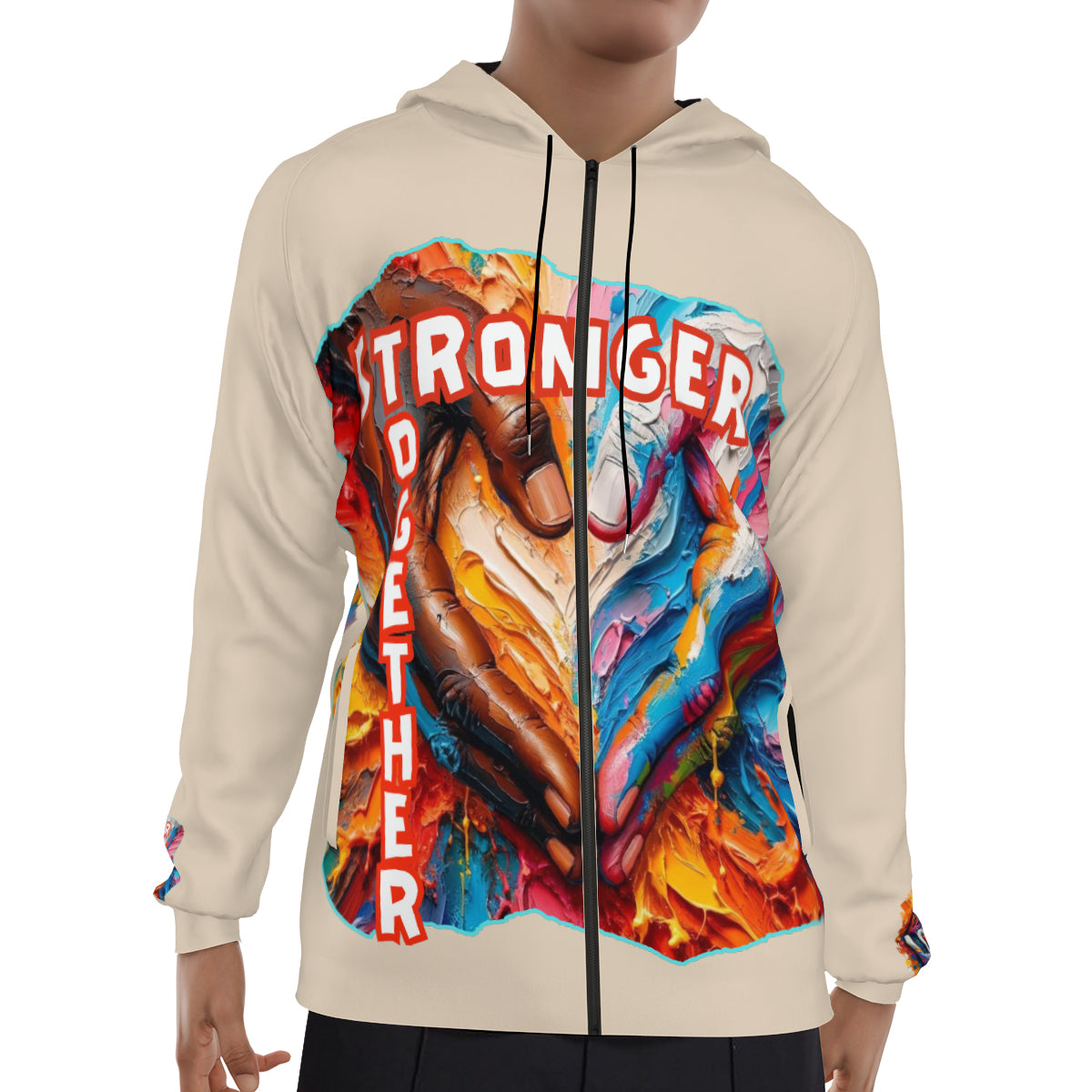 Men's Lightweight Zip Up Hoodie | Polyester "Stronger Together"