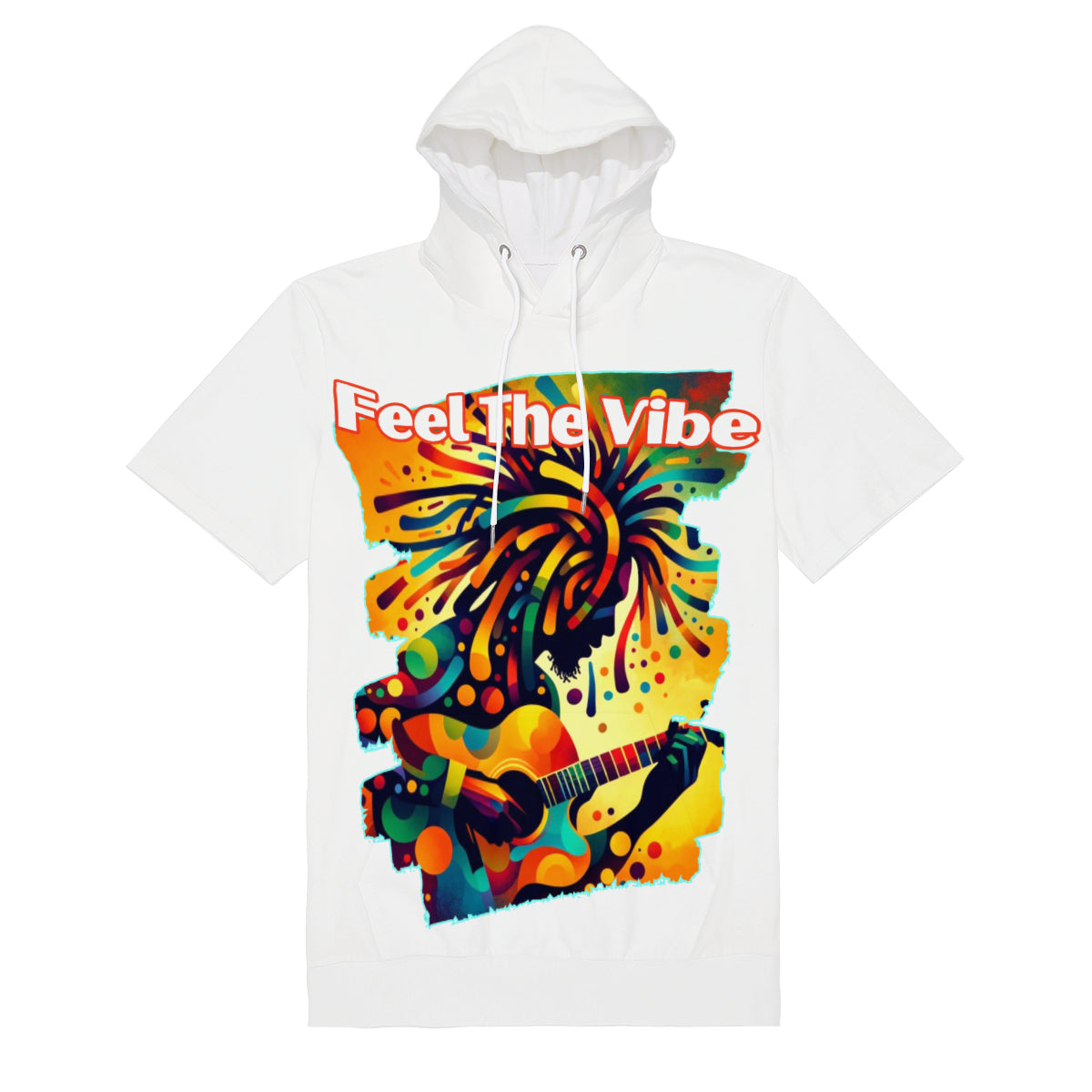 Men’s Cotton Hooded T-Shirt "Feel the Vibe, Caribbean Vibes"