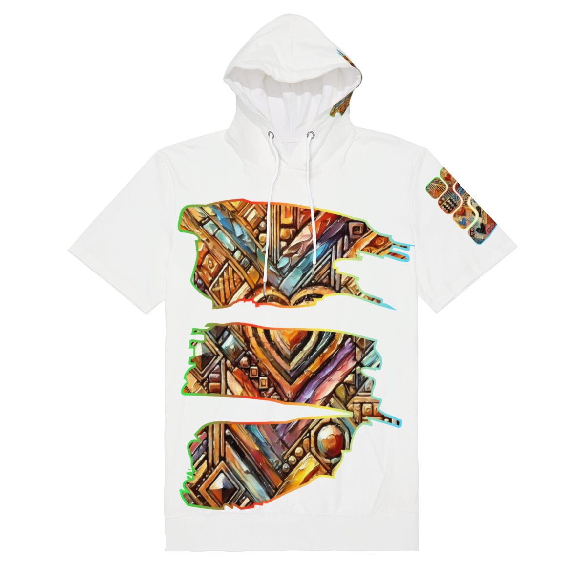 Men’s Cotton Hooded T-Shirt "African Abstract Print"