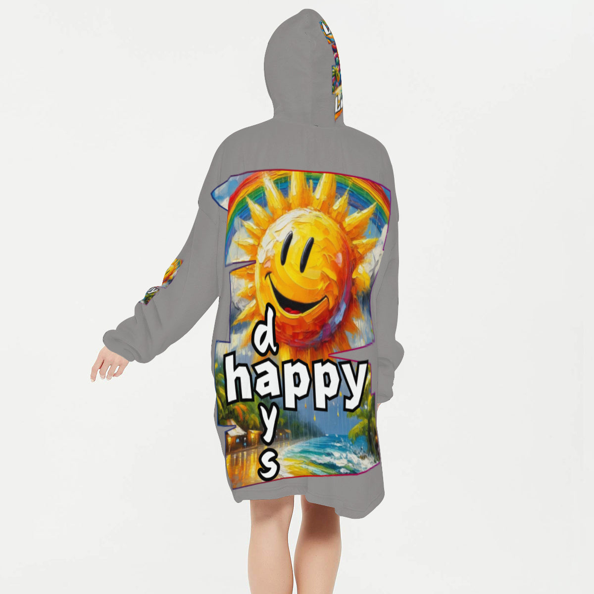 Flannel Sleeper Blanket Hoodie | "Love Life, Happy Days"