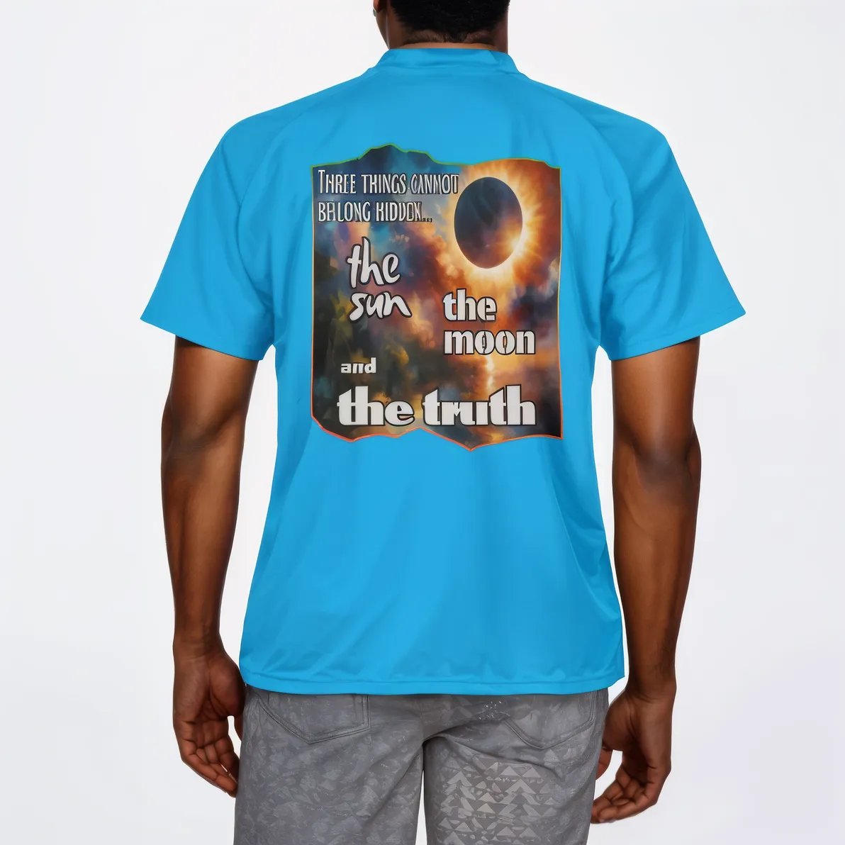 Men's V-Neck Polyester T-Shirt "The Sun, The Moon, The Truth"