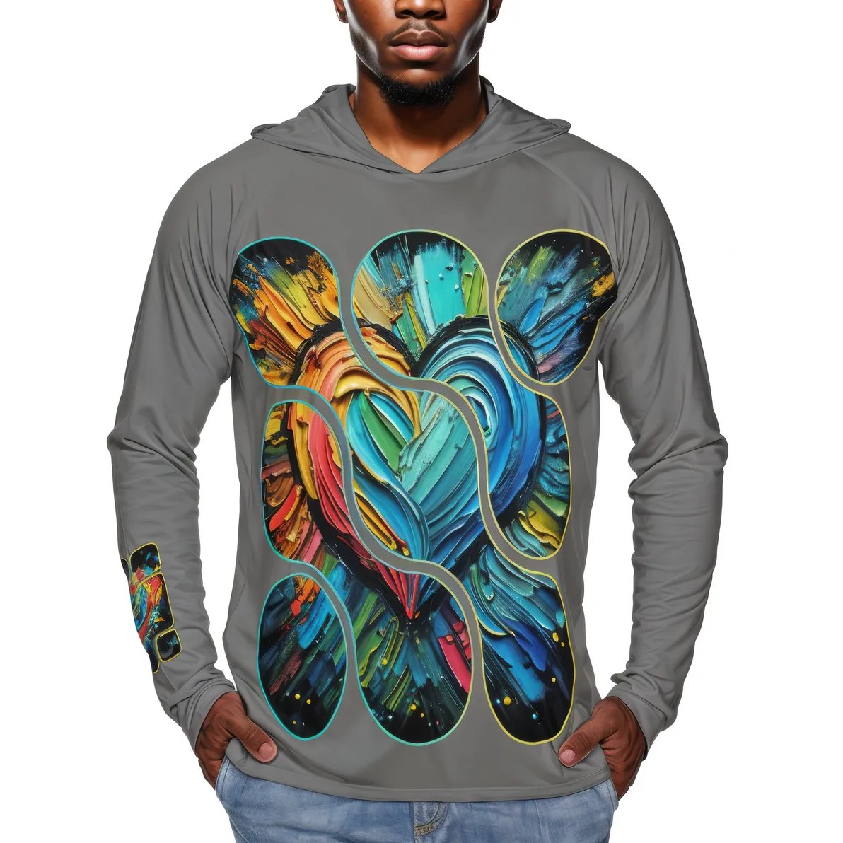 Men's Sun Protection Long Sleeve Hoodie | "Love Print"