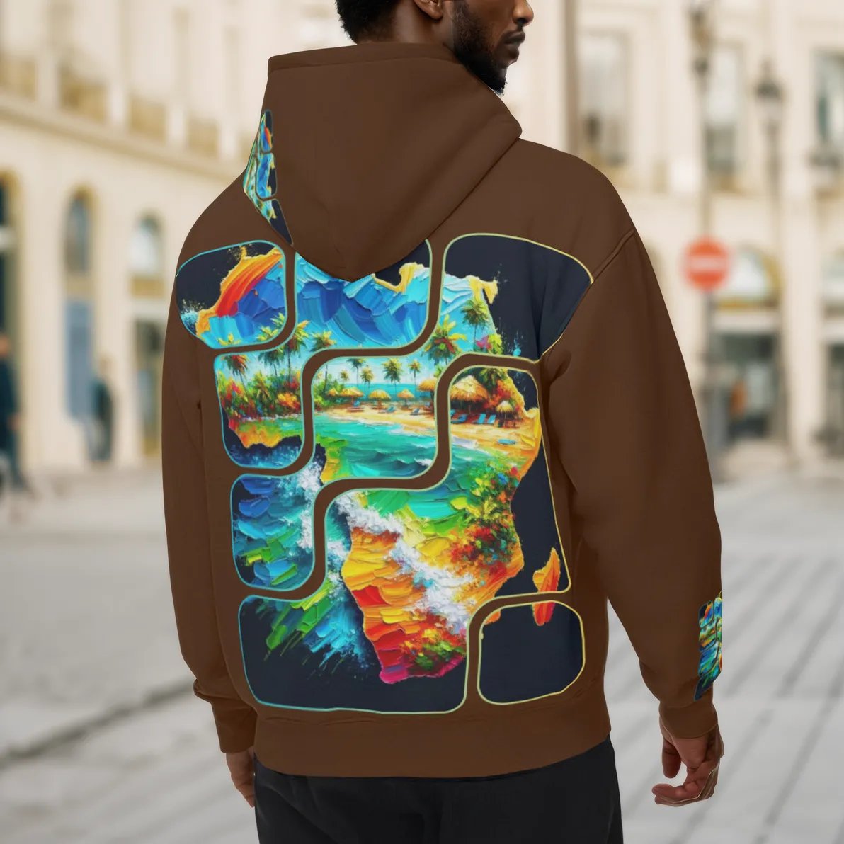 Men’s Plush Fleece Lined Hoodie "From Africa to the Caribbean"