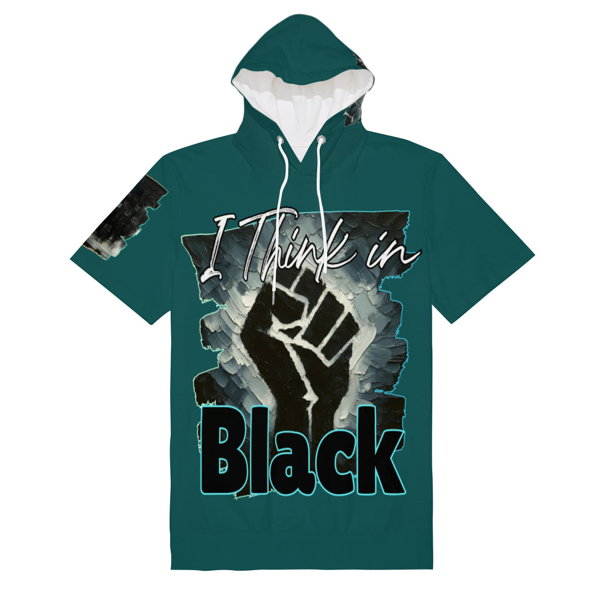 Men’s Cotton Hooded T-Shirt "I Think in Black"