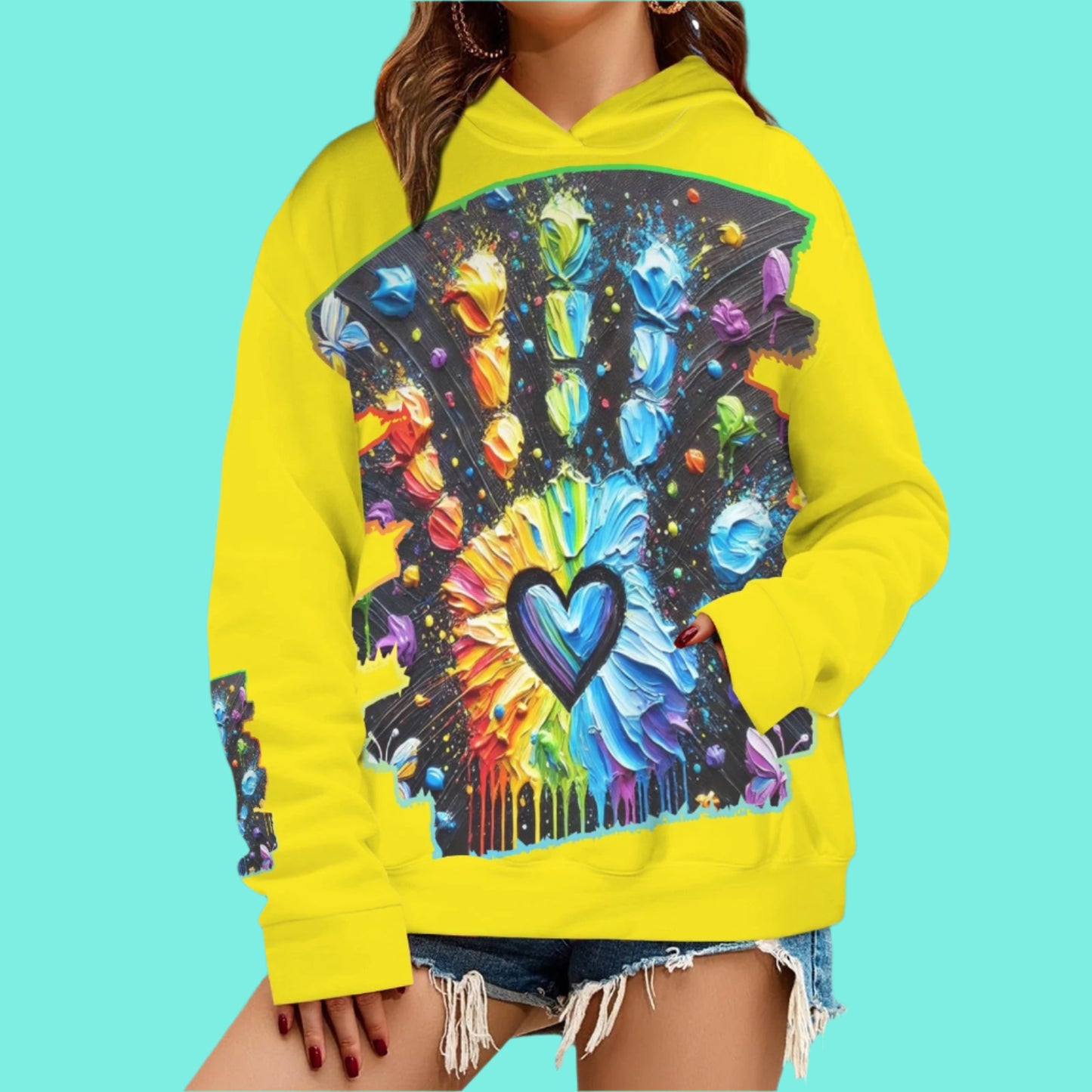 Women's Oversized Pocket Fleece Hoodie "Stop to Love"