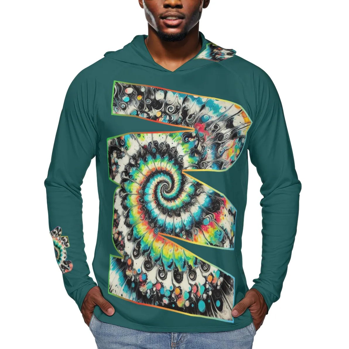 Men's Sun Protection Long Sleeve Hoodie "Abstract Tie-Dye"