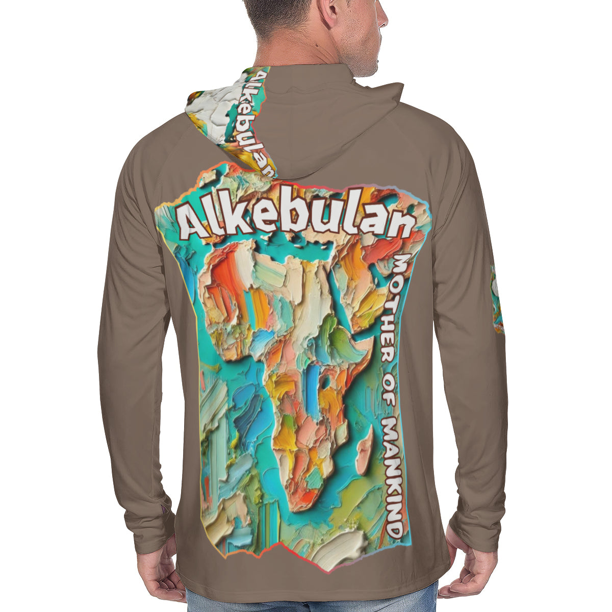 Men's Sun Protection Long Sleeve Hoodie "Alkebulan, The Mother of Mankind"