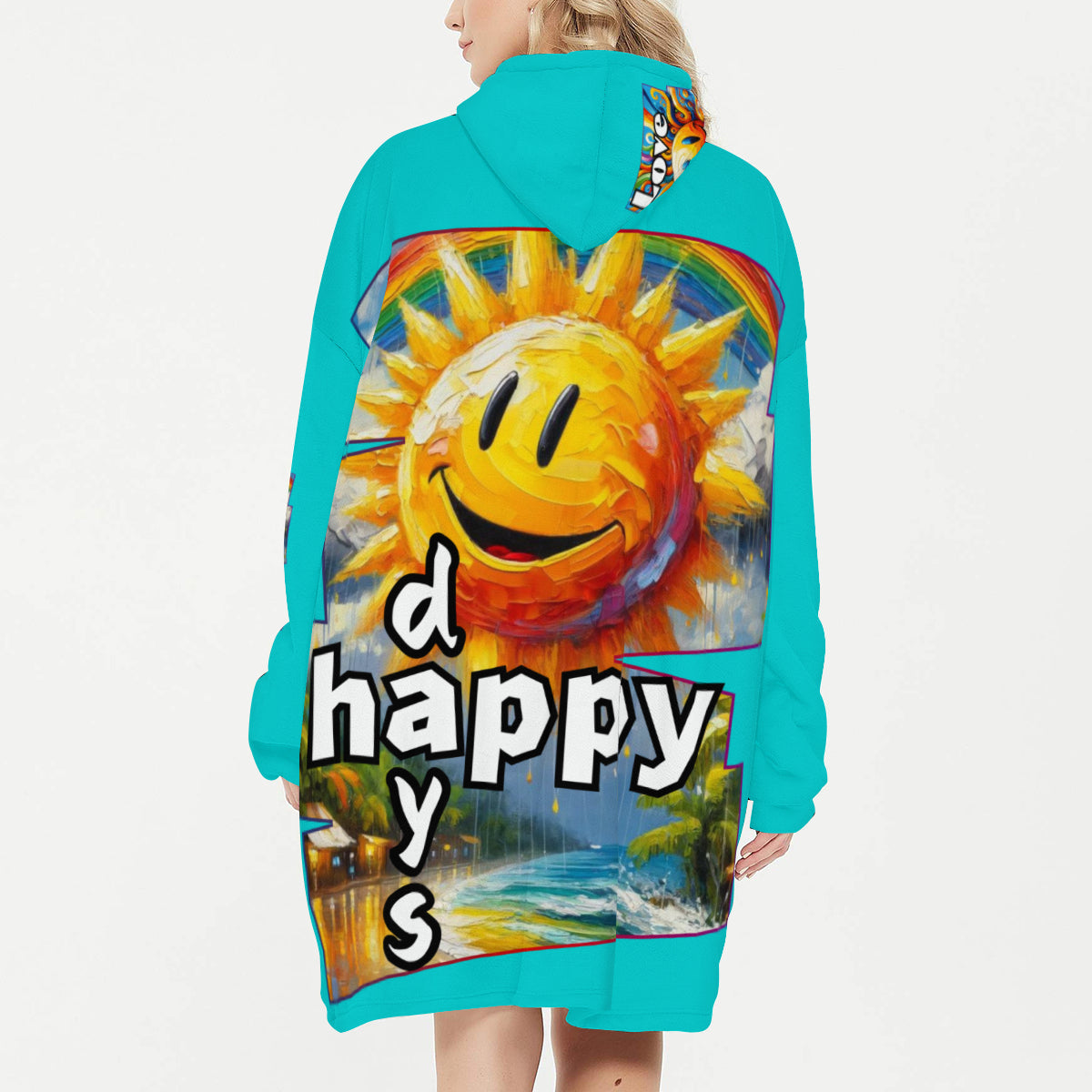 Flannel Sleeper Blanket Hoodie | "Love Life, Happy Days"