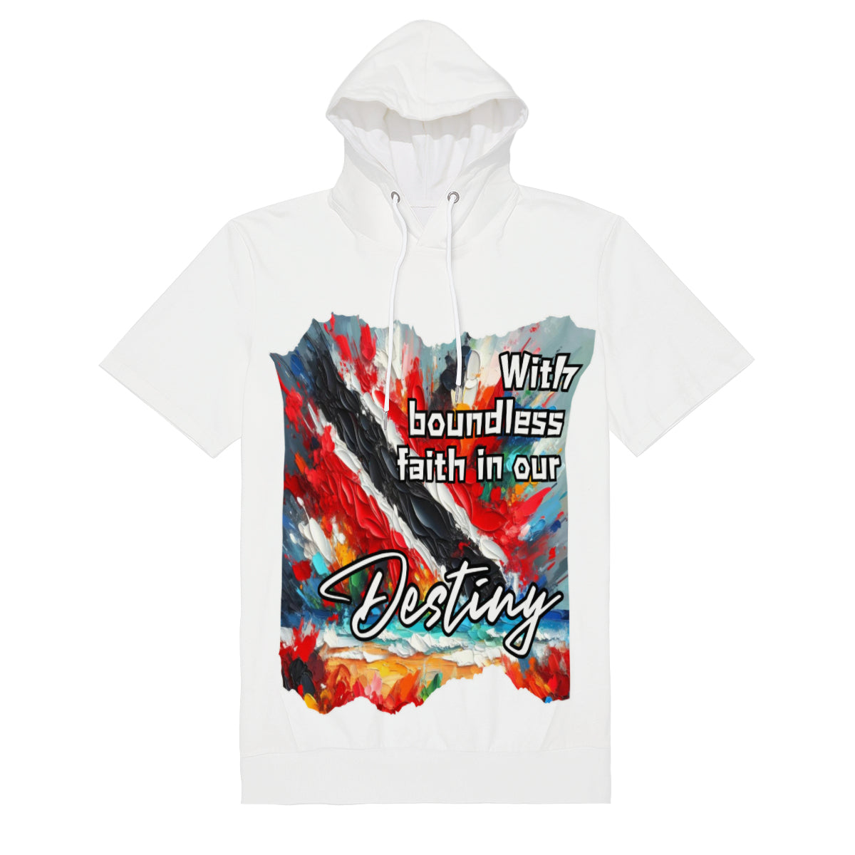 Men’s Cotton Hooded T-Shirt "Boundless Faith in our Destiny" Trinidad Pride