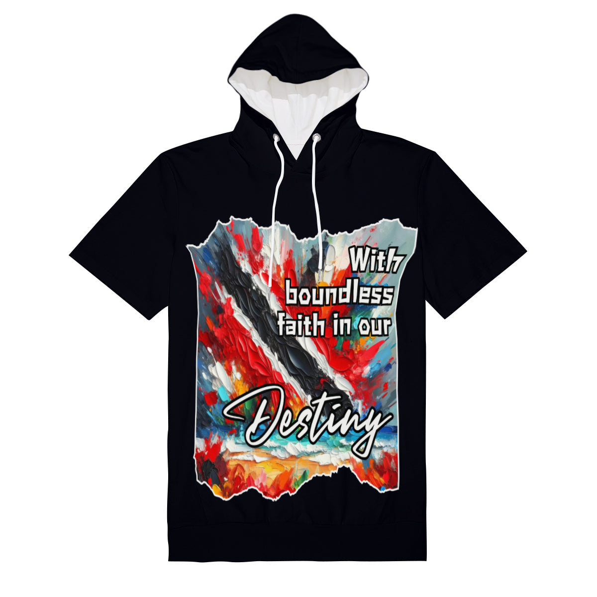 Men’s Cotton Hooded T-Shirt "Boundless Faith in our Destiny" Trinidad Pride