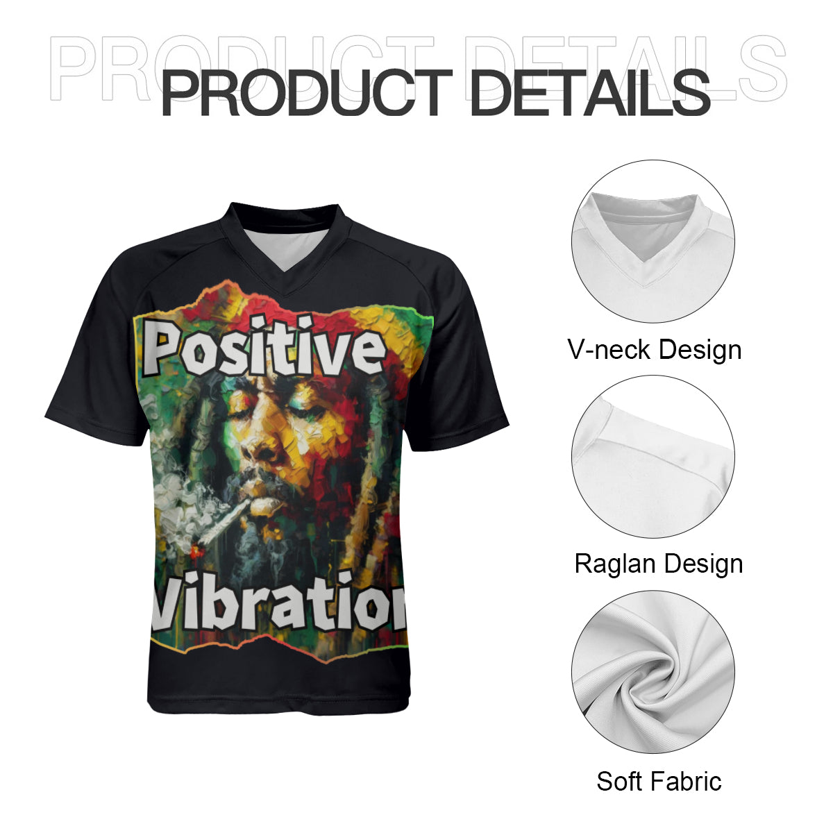 Men's V-Neck Polyester T-Shirt "Positive Vibration"