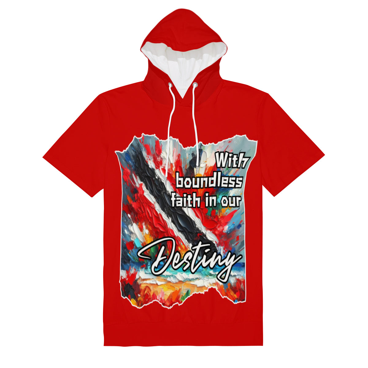 Men’s Cotton Hooded T-Shirt "Boundless Faith in our Destiny" Trinidad Pride