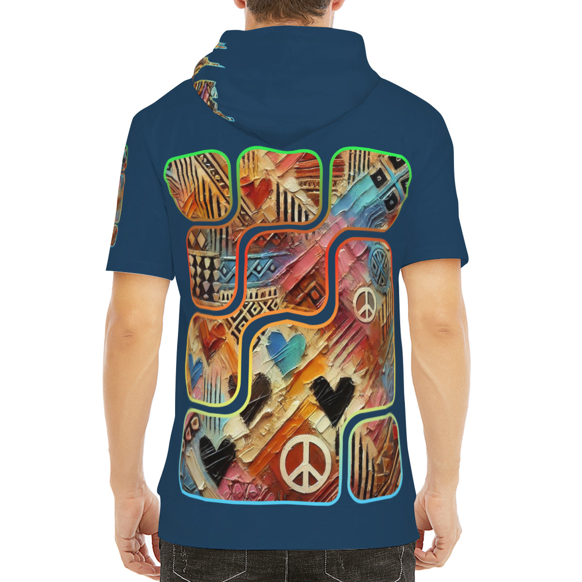 Men’s Cotton Hooded T-Shirt "African Abstract Print"