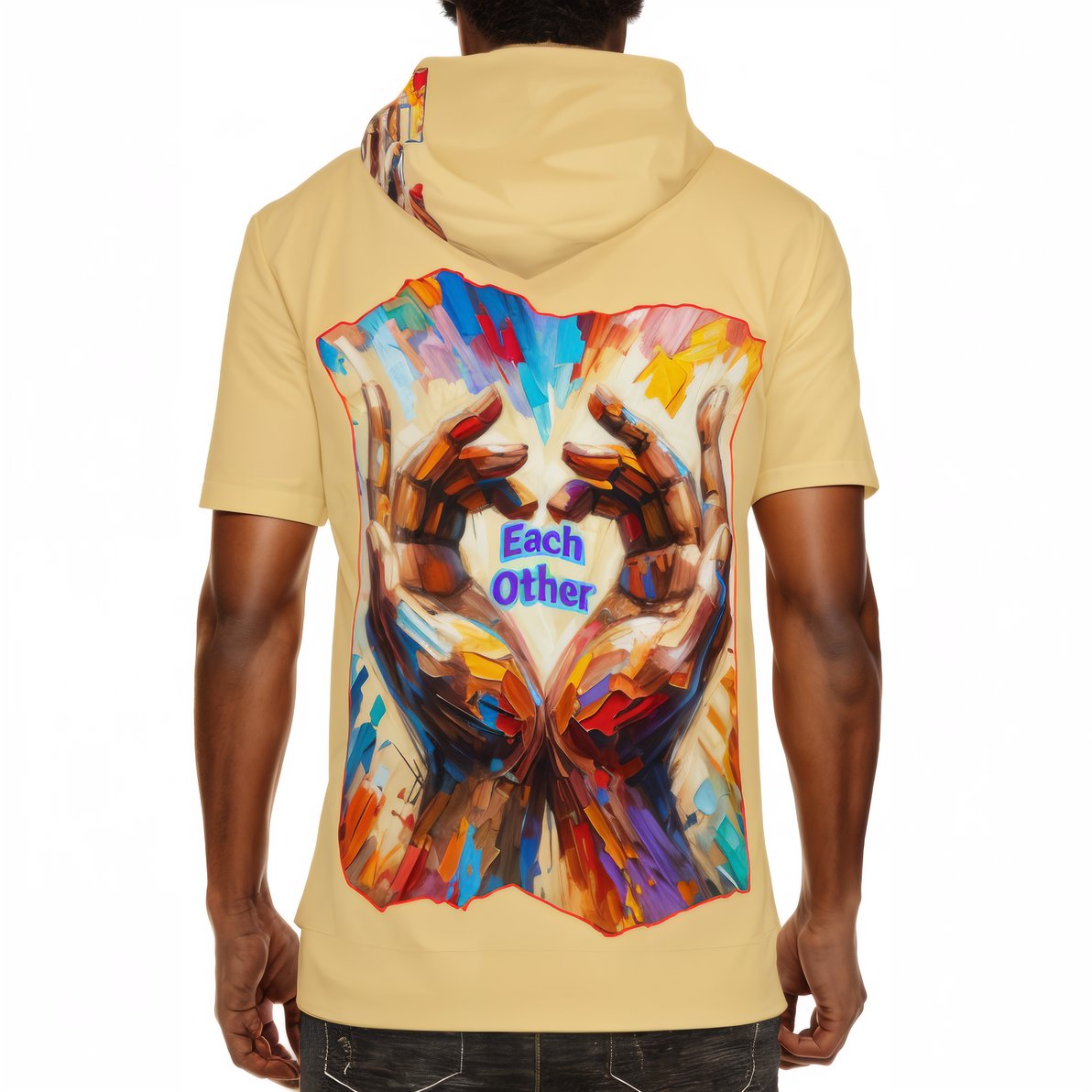 Men’s Cotton Hooded T-Shirt "Love Each Other"