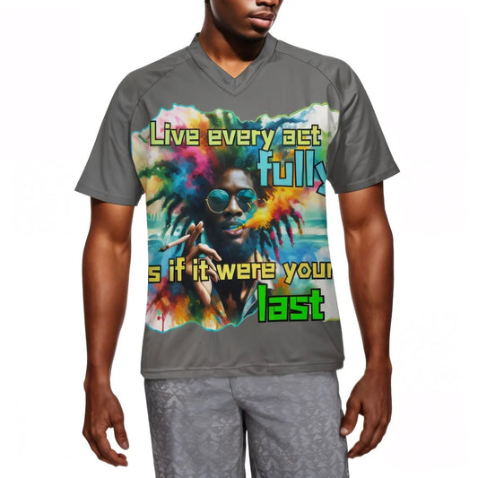 Men's V-Neck Polyester T-Shirt "Black Mental Health Matters"