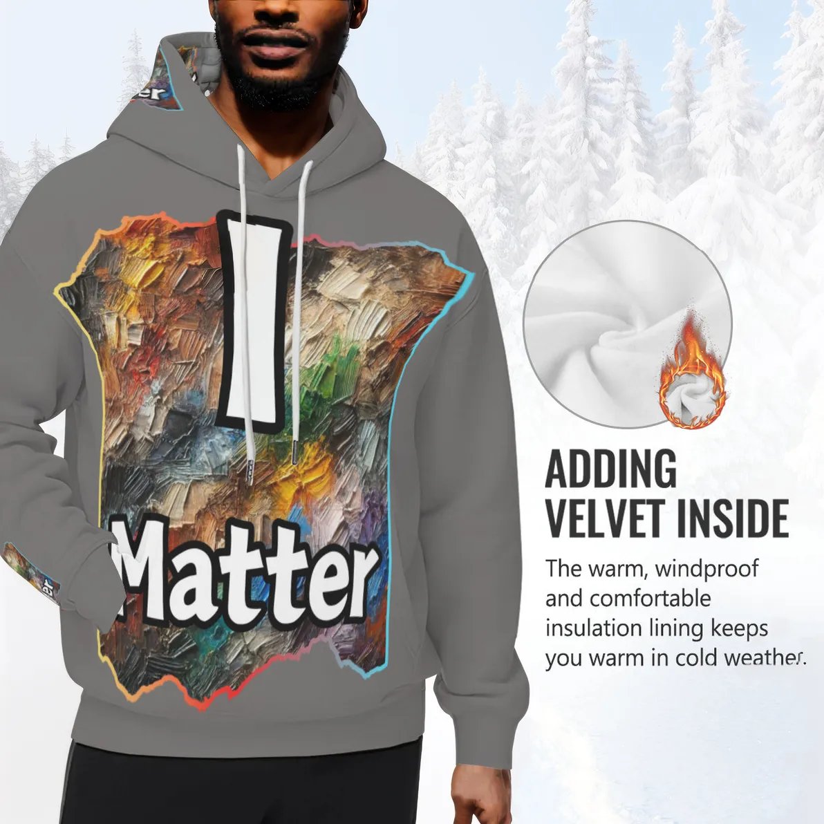 Men’s Plush Fleece Lined Hoodie "I Matter, You Matter"