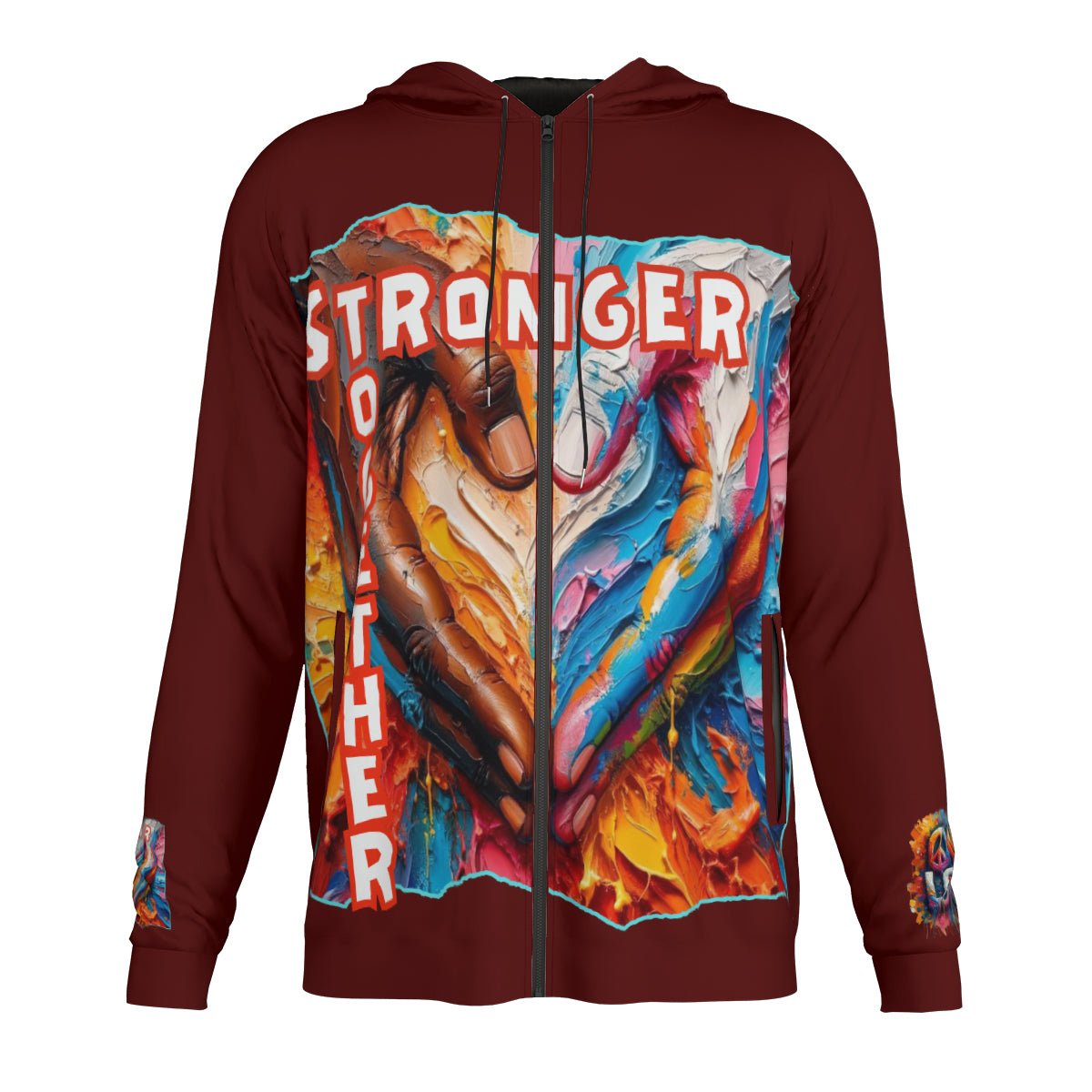 Men's Lightweight Zip Up Hoodie | Polyester "Stronger Together"