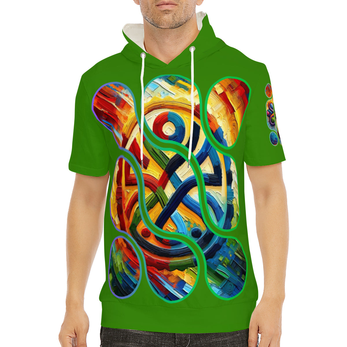 Men’s Cotton Hooded T-Shirt "Unity Abstract Print"