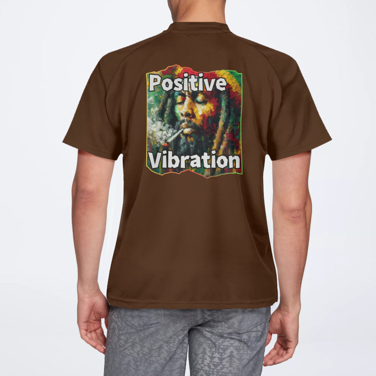 Men's V-Neck Polyester T-Shirt "Positive Vibration"