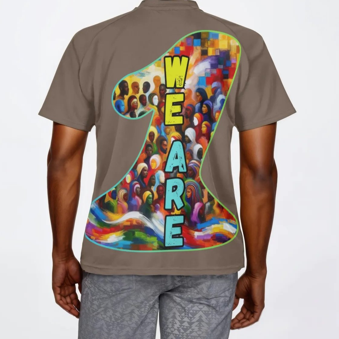 Men's V-Neck Polyester T-Shirt "We Are One"