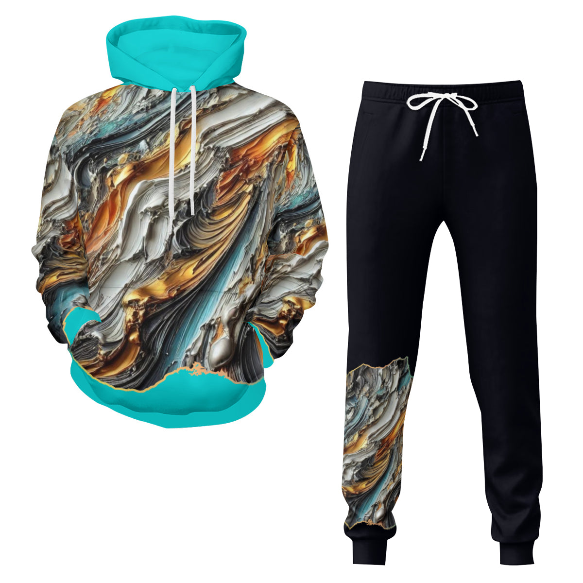 Men's Adult Hoodie Set with Double-Layer Hood "Abstract Paint Print"