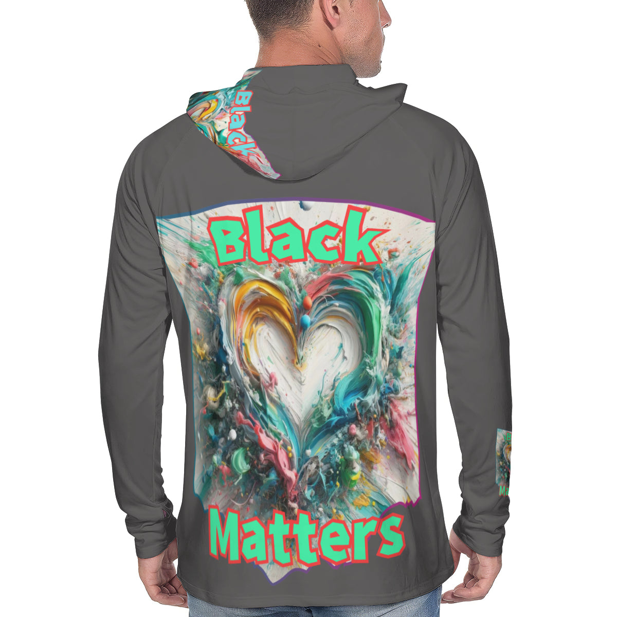 Men's Sun Protection Long Sleeve Hoodie | "Black Love Matters"