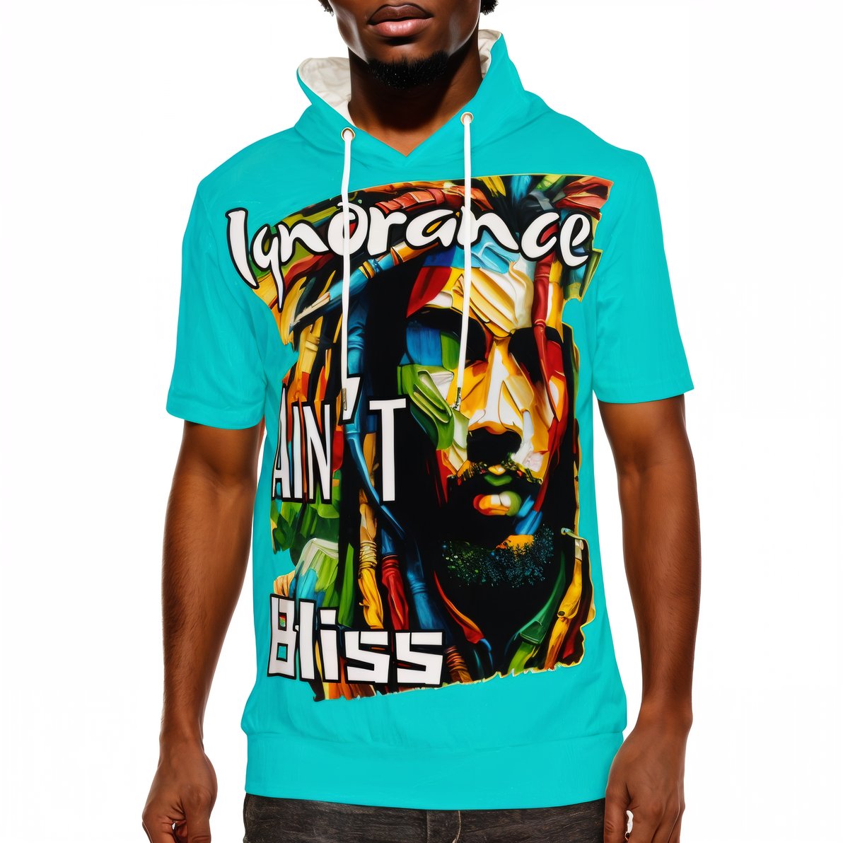 Men’s Cotton Hooded T-Shirt "Ignorance Ain't Bliss"