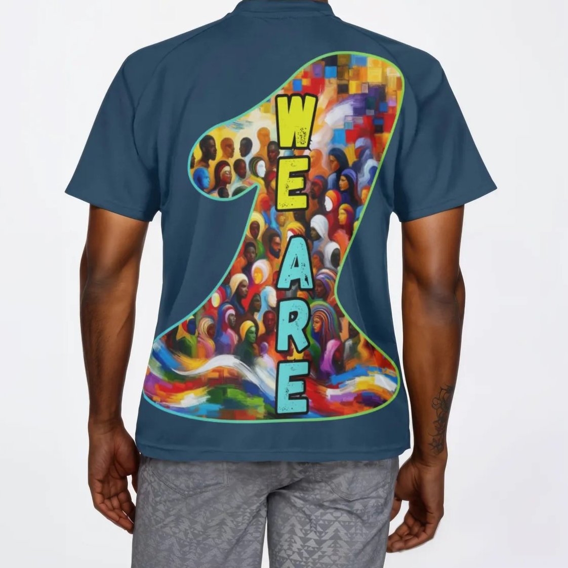 Men's V-Neck Polyester T-Shirt "We Are One"