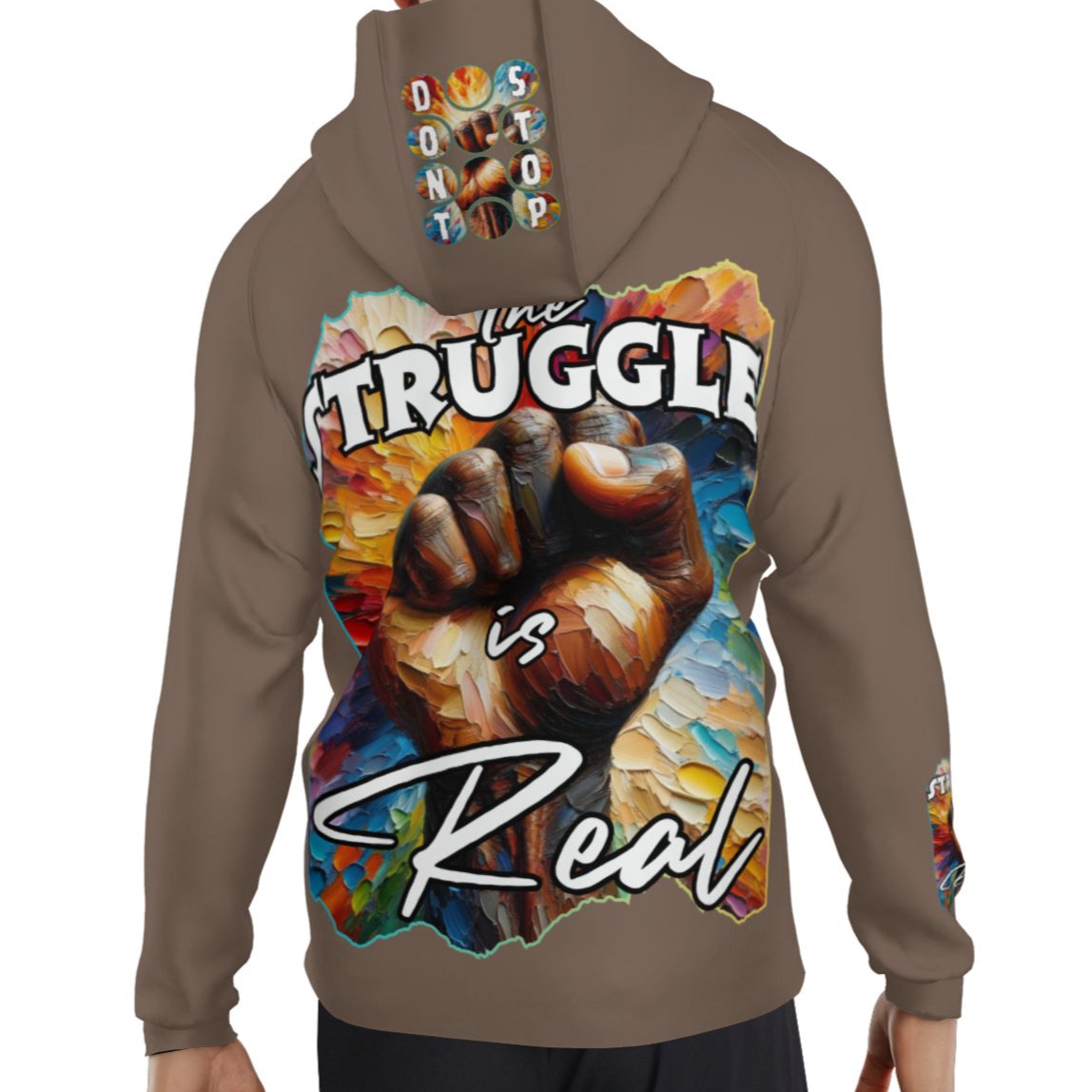 Men's Lightweight Zip Up Hoodie | Polyester "Don't Stop, The Struggle is Real"