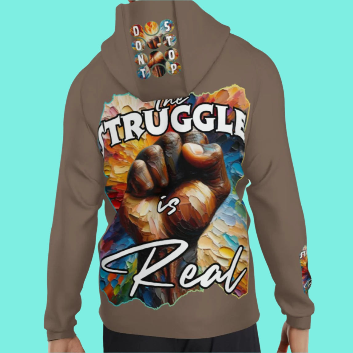 Men's Lightweight Zip Up Hoodie | Polyester "Don't Stop, The Struggle is Real"