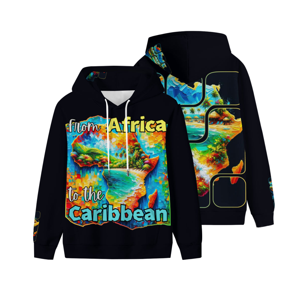 Men’s Plush Fleece Lined Hoodie "From Africa to the Caribbean"