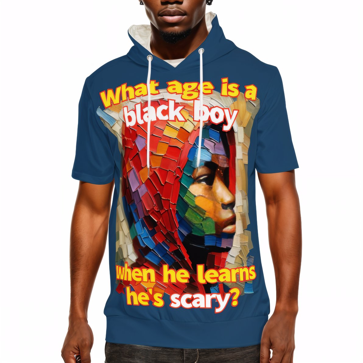 Men’s Cotton Hooded T-Shirt "What Age Is a Black Boy..."