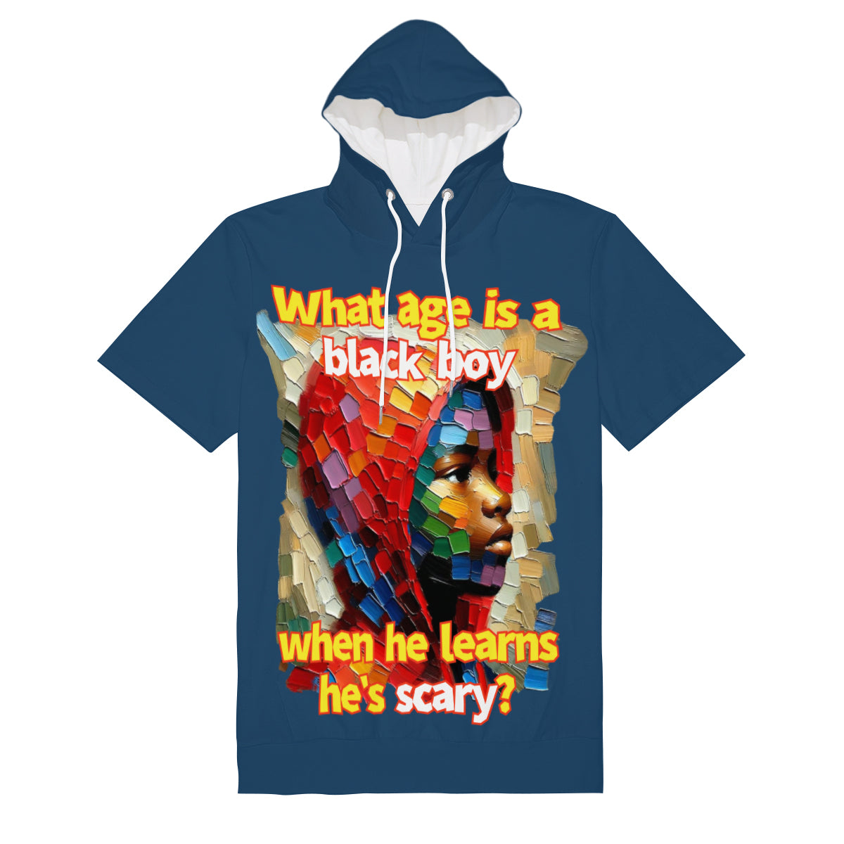 Men’s Cotton Hooded T-Shirt "What Age Is a Black Boy..."