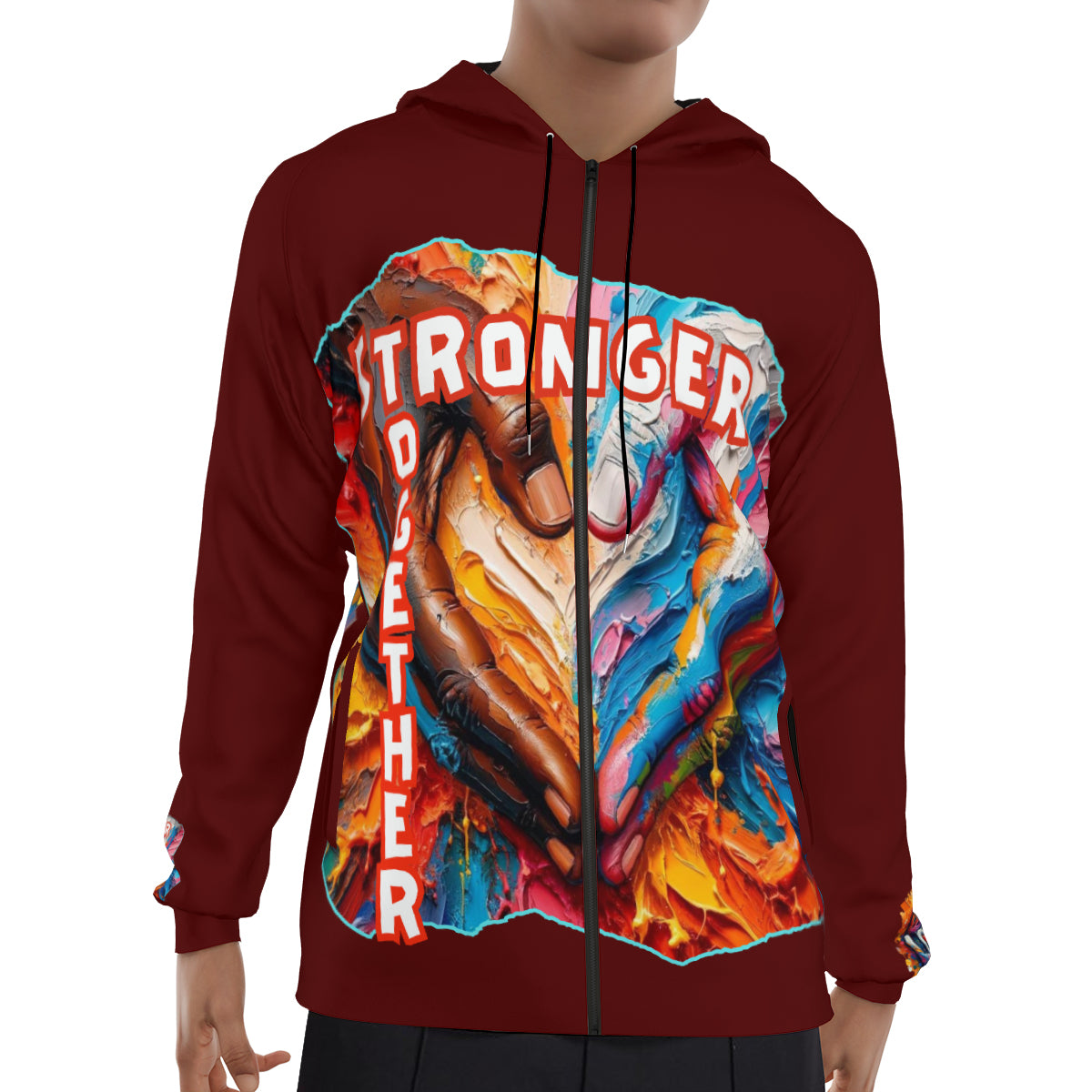 Men's Lightweight Zip Up Hoodie | Polyester "Stronger Together"