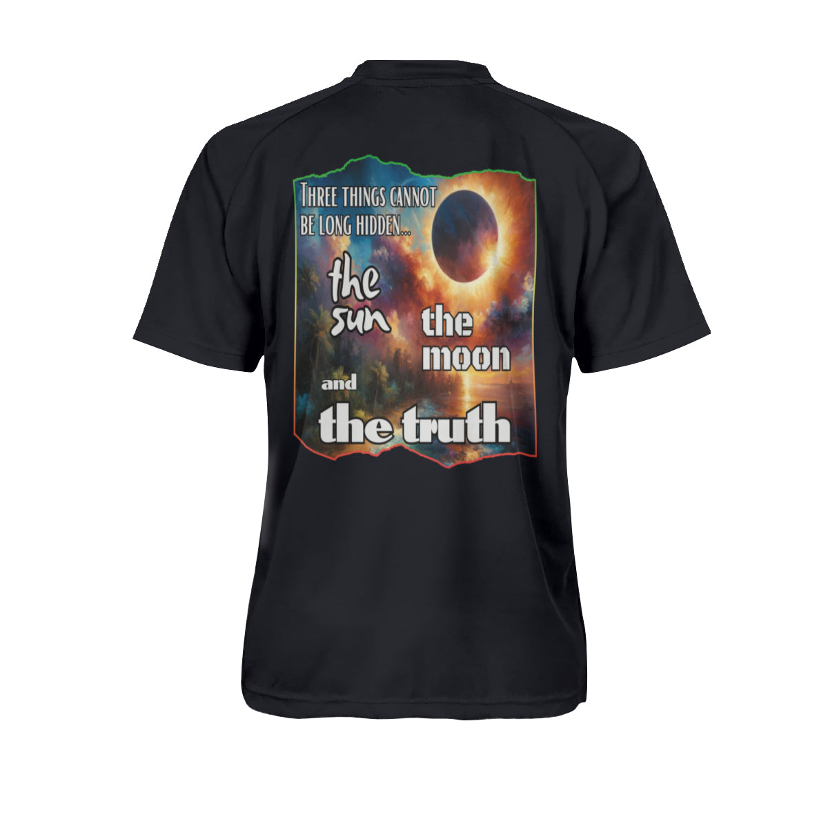 Men's V-Neck Polyester T-Shirt "The Sun, The Moon, The Truth"