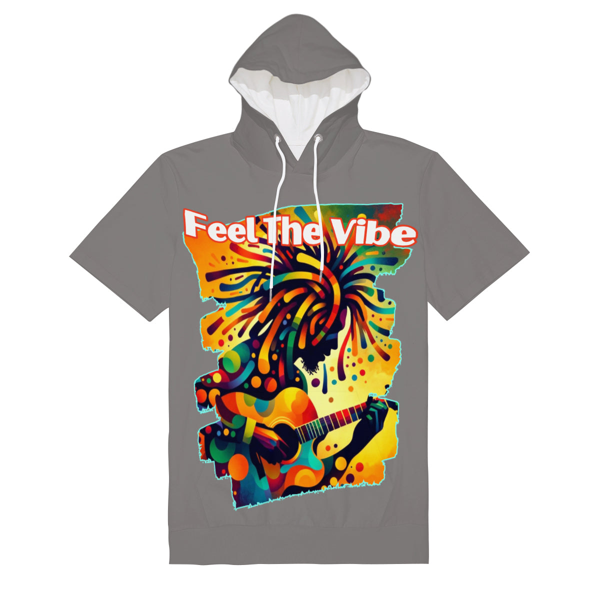 Men’s Cotton Hooded T-Shirt "Feel the Vibe, Caribbean Vibes"