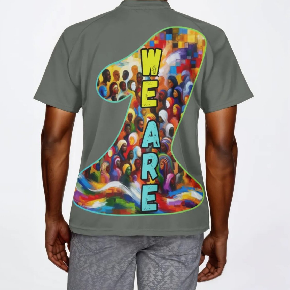 Men's V-Neck Polyester T-Shirt "We Are One"