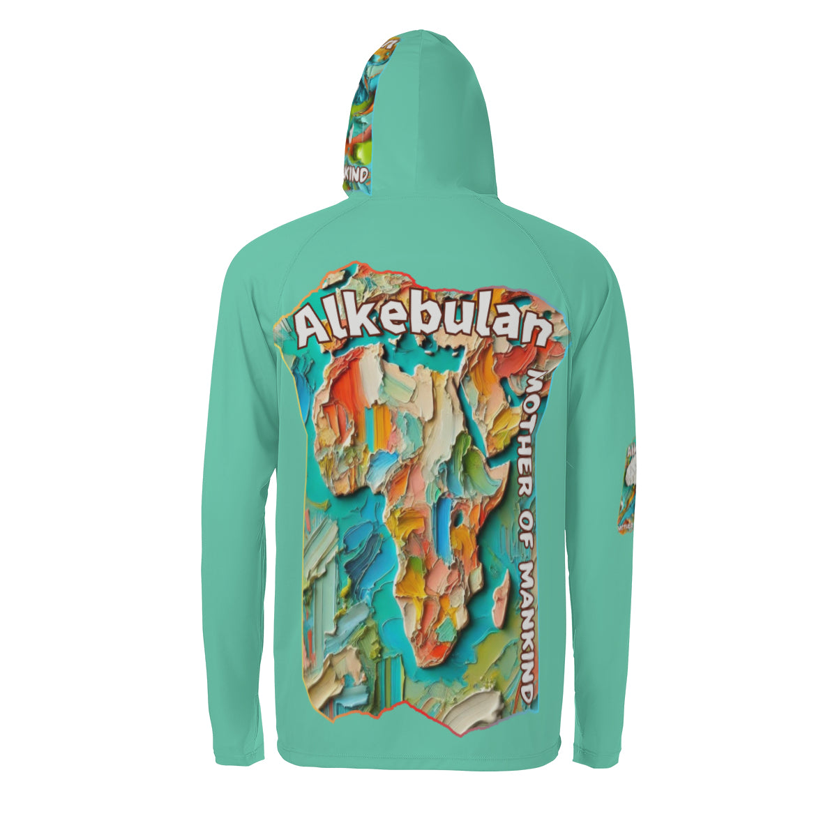 Men's Sun Protection Long Sleeve Hoodie "Alkebulan, The Mother of Mankind"