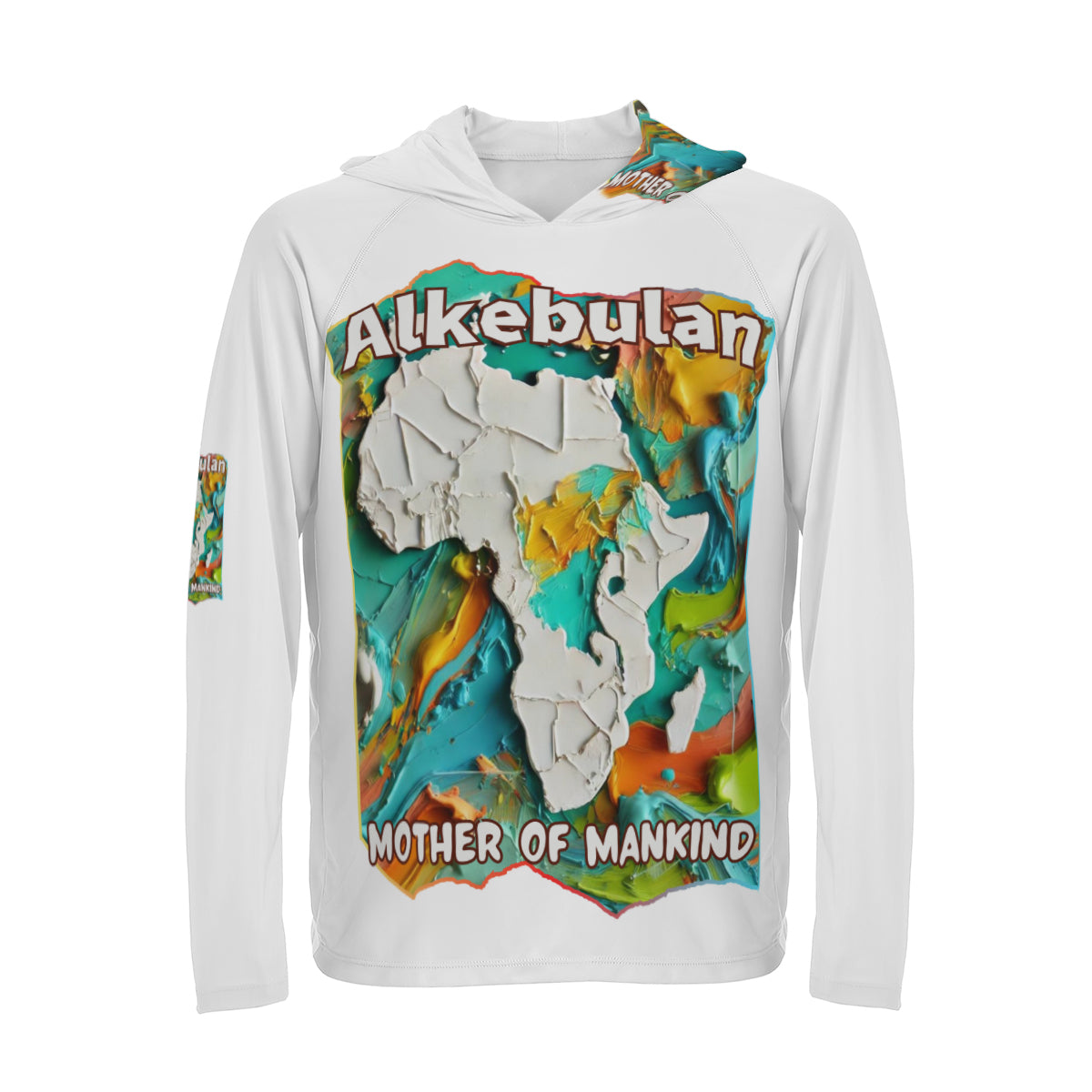 Men's Sun Protection Long Sleeve Hoodie "Alkebulan, The Mother of Mankind"