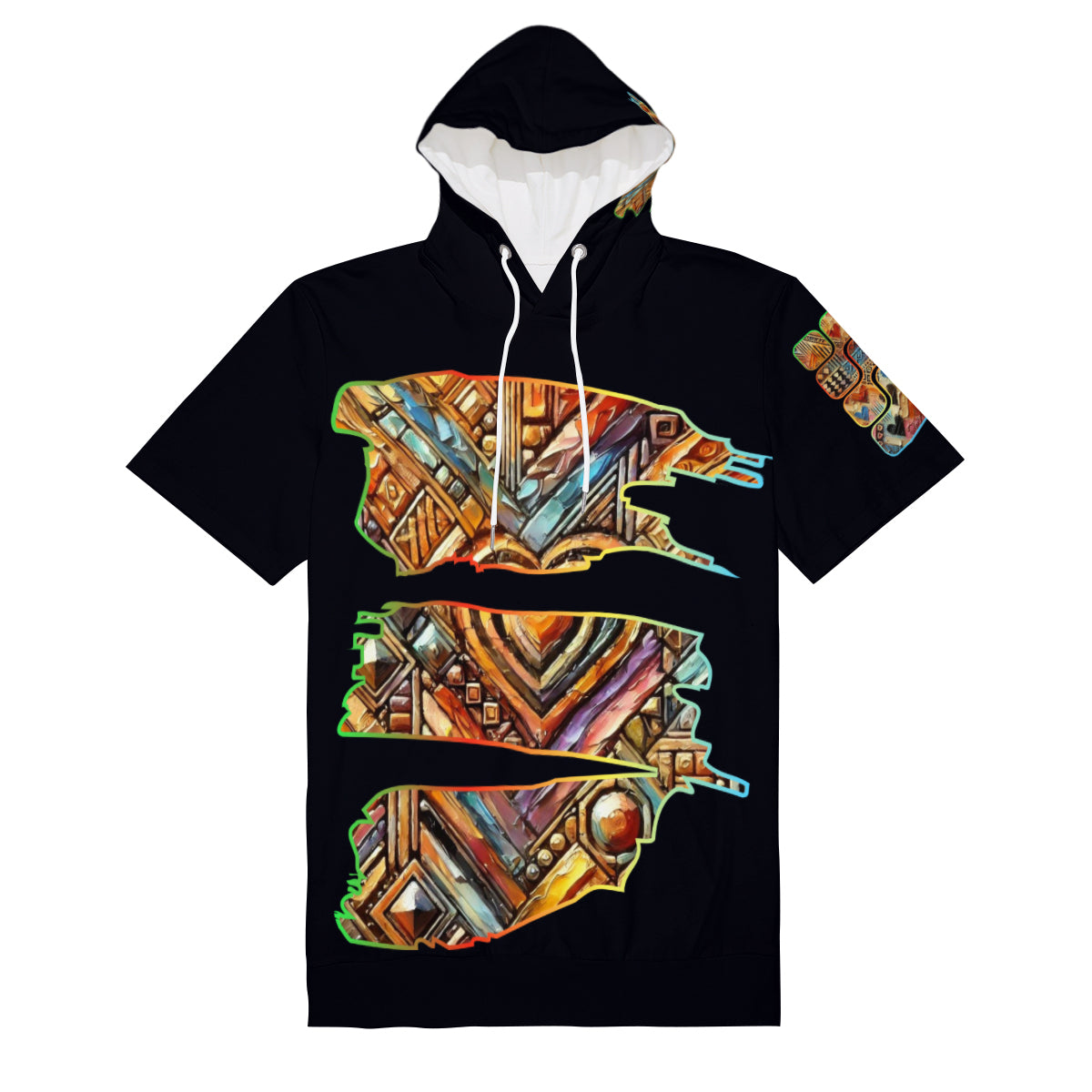 Men’s Cotton Hooded T-Shirt "African Abstract Print"