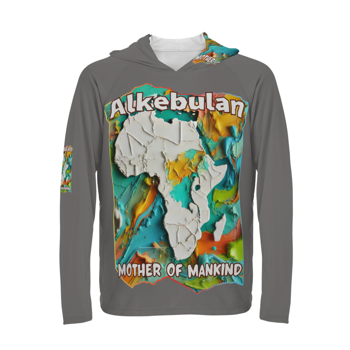 Men's Sun Protection Long Sleeve Hoodie "Alkebulan, The Mother of Mankind"